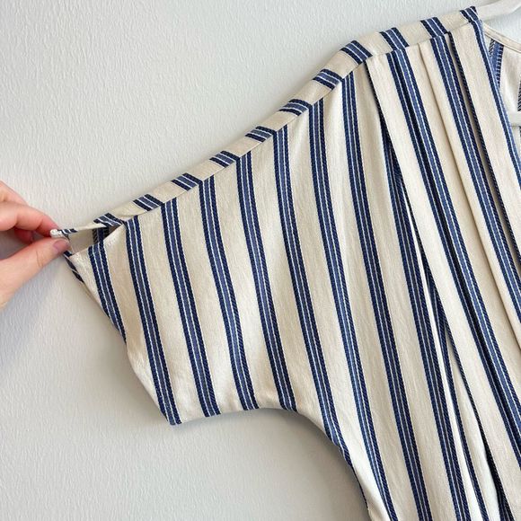 Anthropologie Greylin Blue Striped Josie Romper Shorts Size M Belted Soft - Picture 5 of 16